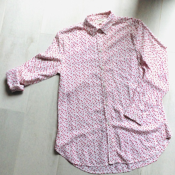 beachlunchlounge Tops - BEACHLUNCHLOUNGE HEARTS BUTTON UP DOWN RED-WHITE